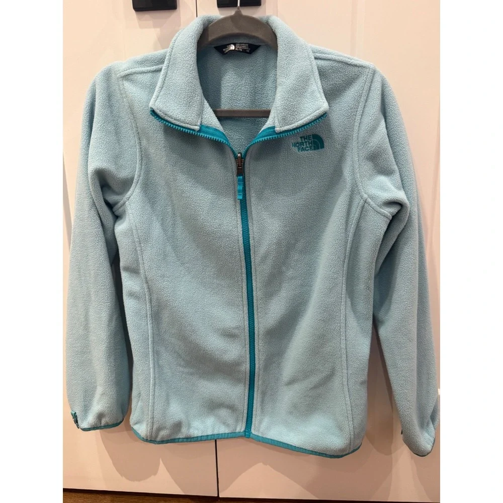 The North Face Girls Fleece Jacket Light Blue Zip Up‎ Youth XL